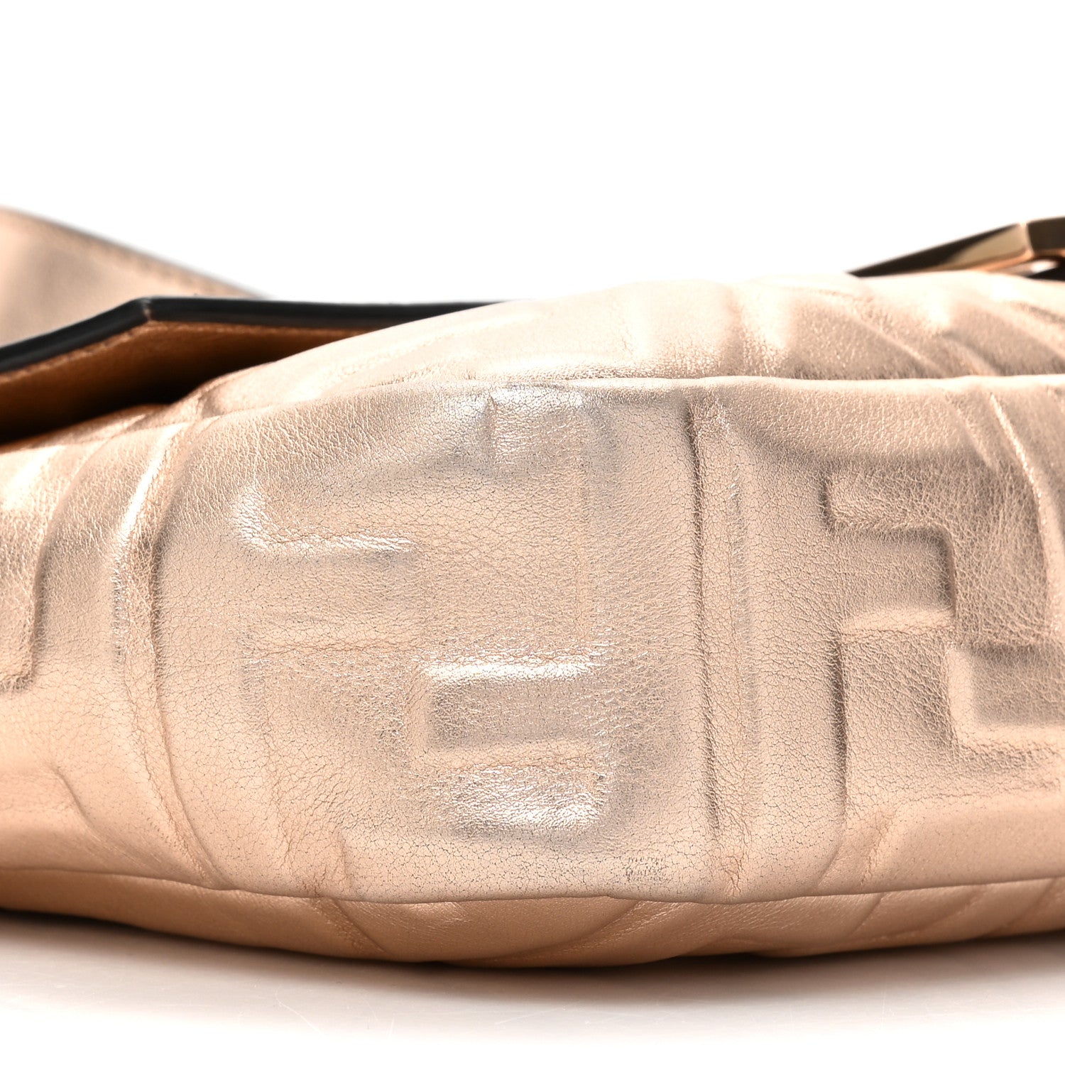 Fendi Vitello Laminato FF 1974 Embossed Baguette Rame 8 of 8