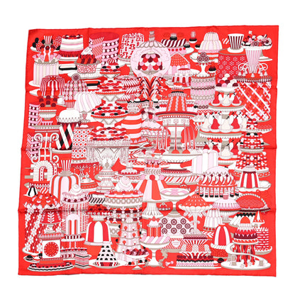 Hermes Silk La Patisserie Francaise Scarf 90 Rouge Rose White 1 of 6