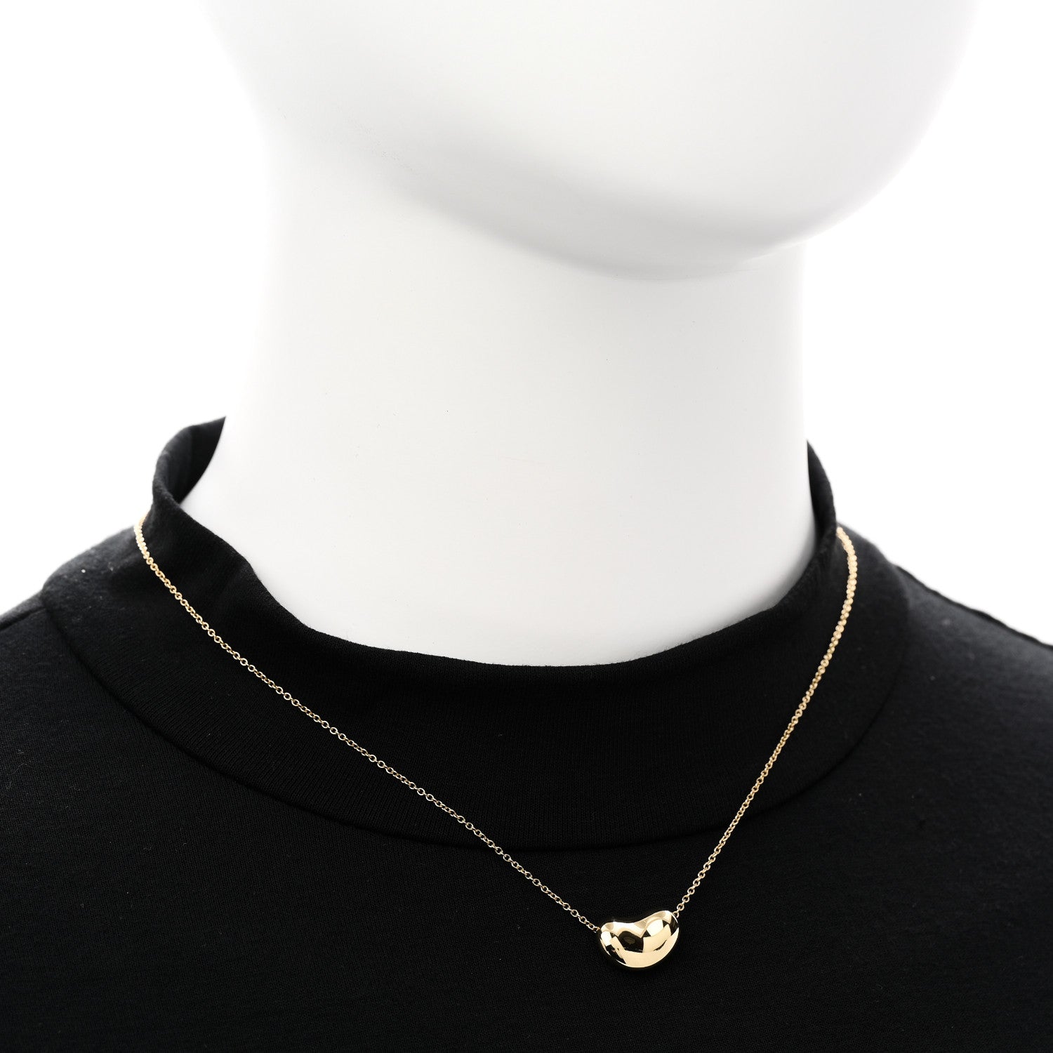 Tiffany 18K Yellow Gold 14mm Elsa Peretti Bean Pendant Necklace 2 of 5