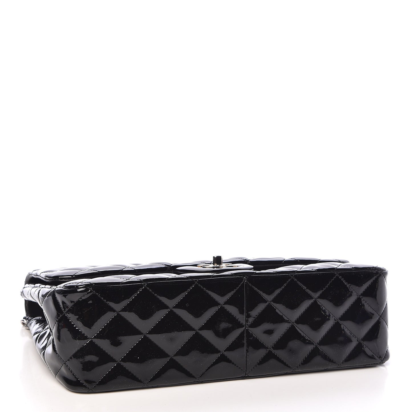 Patent Quilted Jumbo Single Flap Black