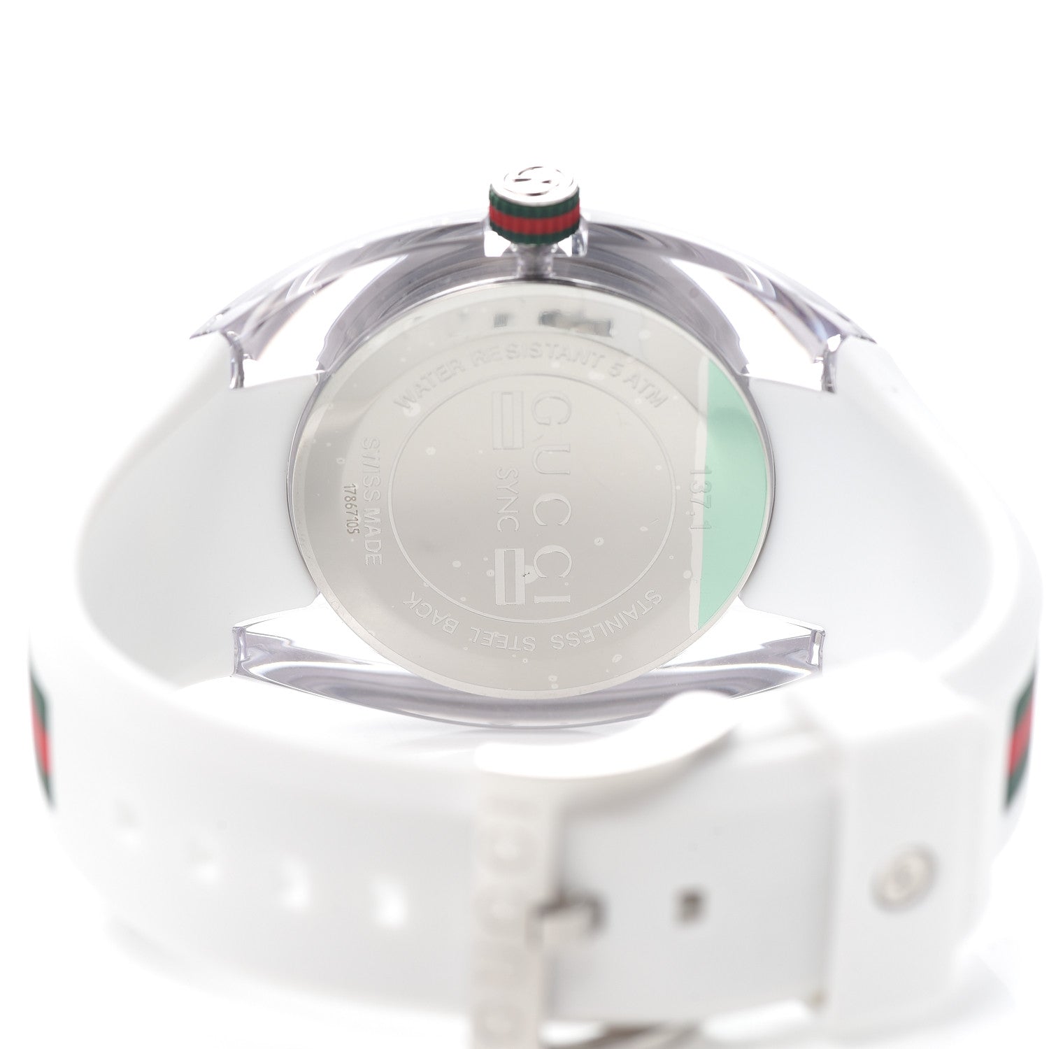 Gucci Stainless Steel Rubber 46mm Sync Web Quartz Watch White 4 of 5