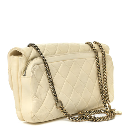 Chanel Calfskin Quilted Medium CC Crown Flap White 2 of 19