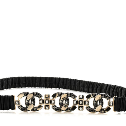 Chanel Lambskin Enamel Crystal Ruched CC Belt 85 34 Black 3 of 5
