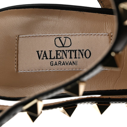Valentino Garavani Pebbled Calfskin Rockstud Ankle Strap 100mm Pumps 39 Black 6 of 7