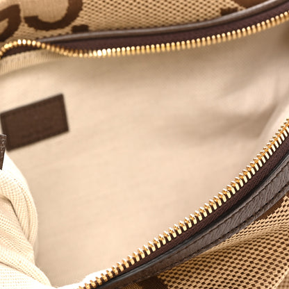 Gucci Monogram Jumbo GG Textured Dollar Calfskin Web Belt Bag Camel Ebony New Acero 7 of 10