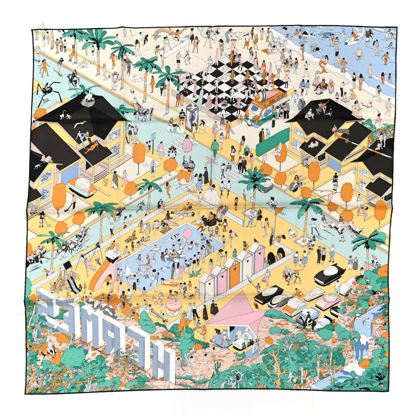 Silk On The Beach Scarf 90 Creme Menthol Ebene