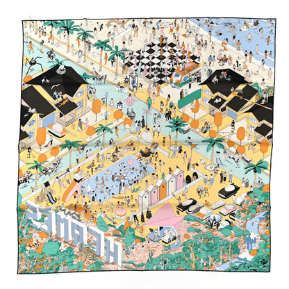 Hermes Silk On The Beach Scarf 90 Creme Menthol Ebene 1 of 3