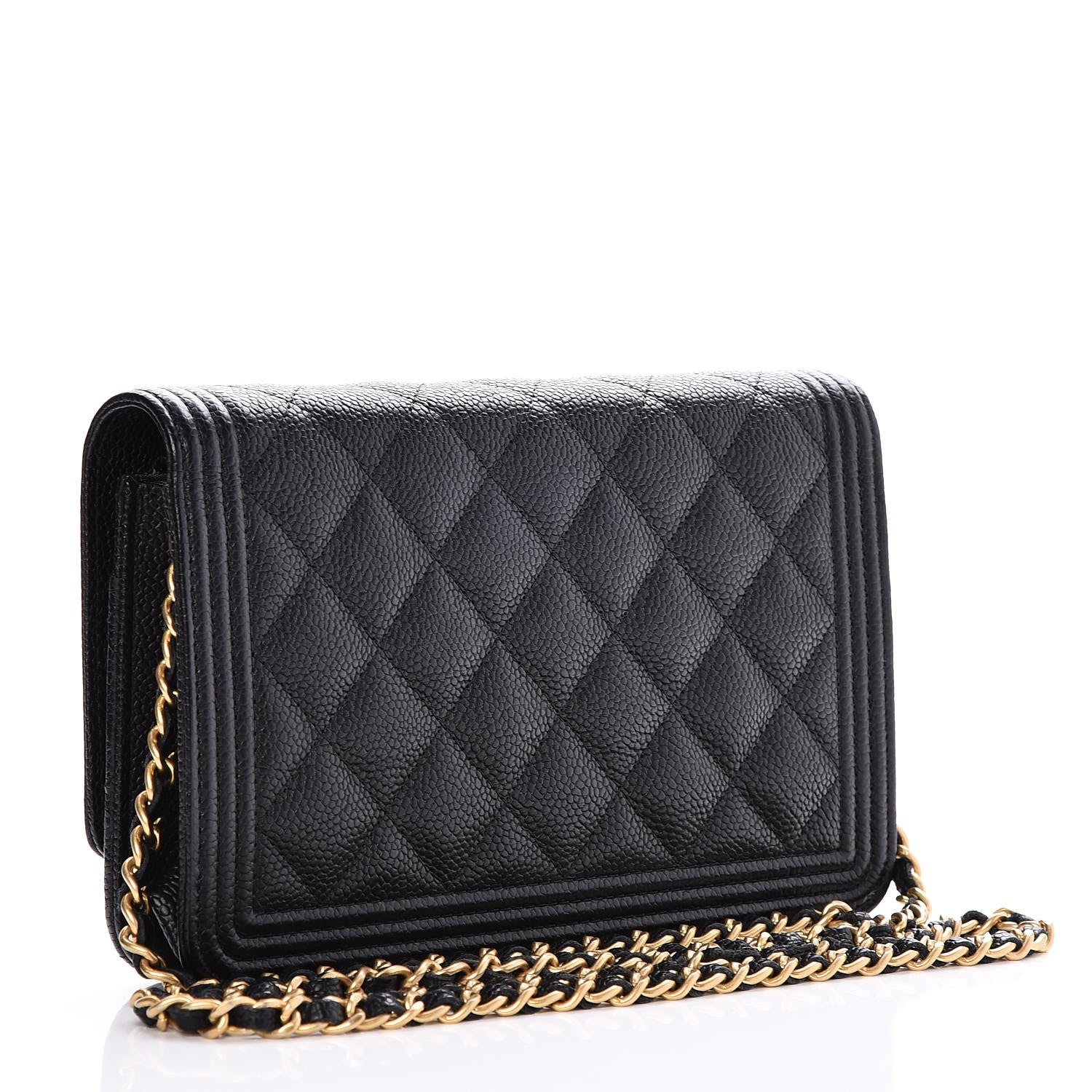 Chanel Caviar Quilted Boy Wallet On Chain WOC Black 3 of 9
