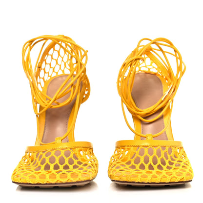 Bottega Veneta Mesh Nappa Stretch Ankle Tie Sandals 35 Egg Yolk 2 of 8
