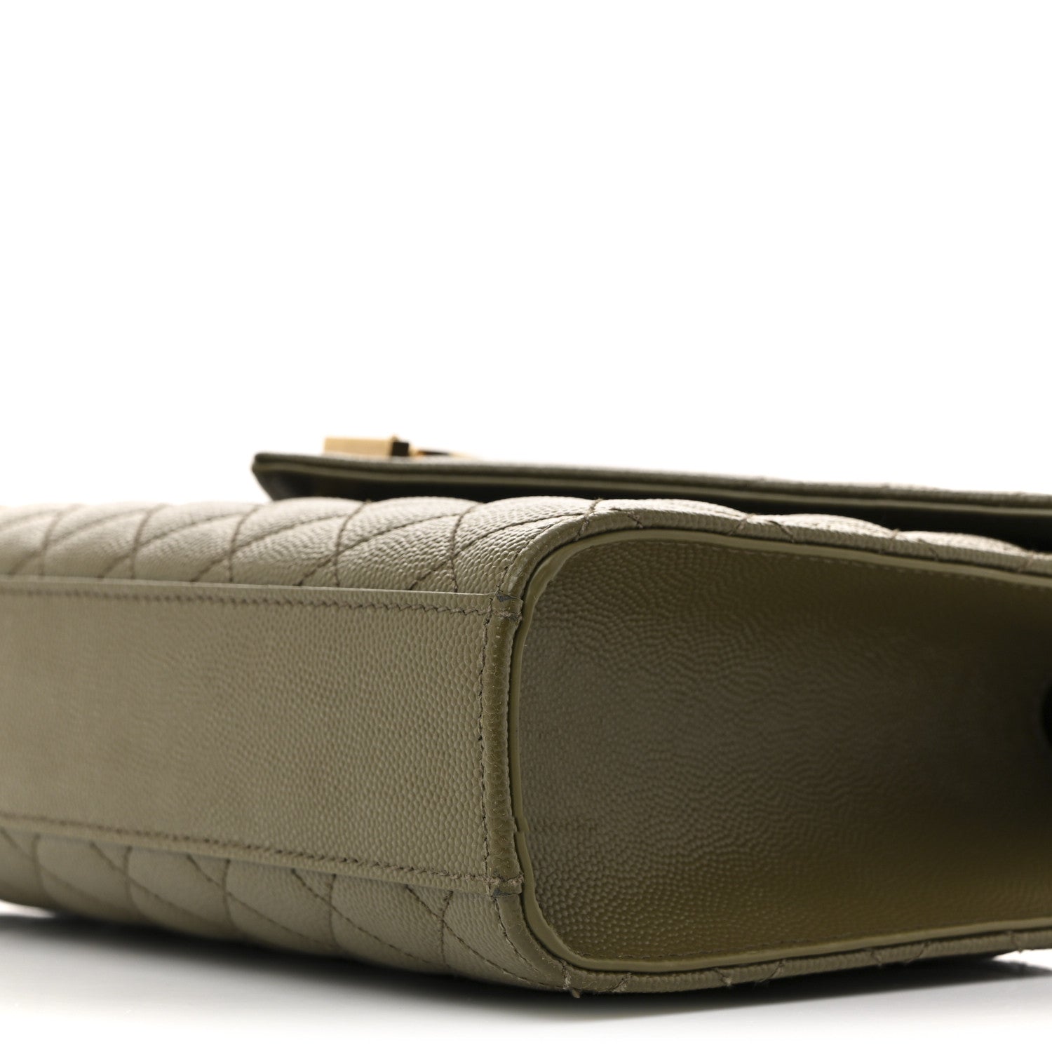 Saint Laurent Grain De Poudre Textured Mixed Matelasse Triquilt Medium Monogram Satchel Vert Kaki 10 of 13
