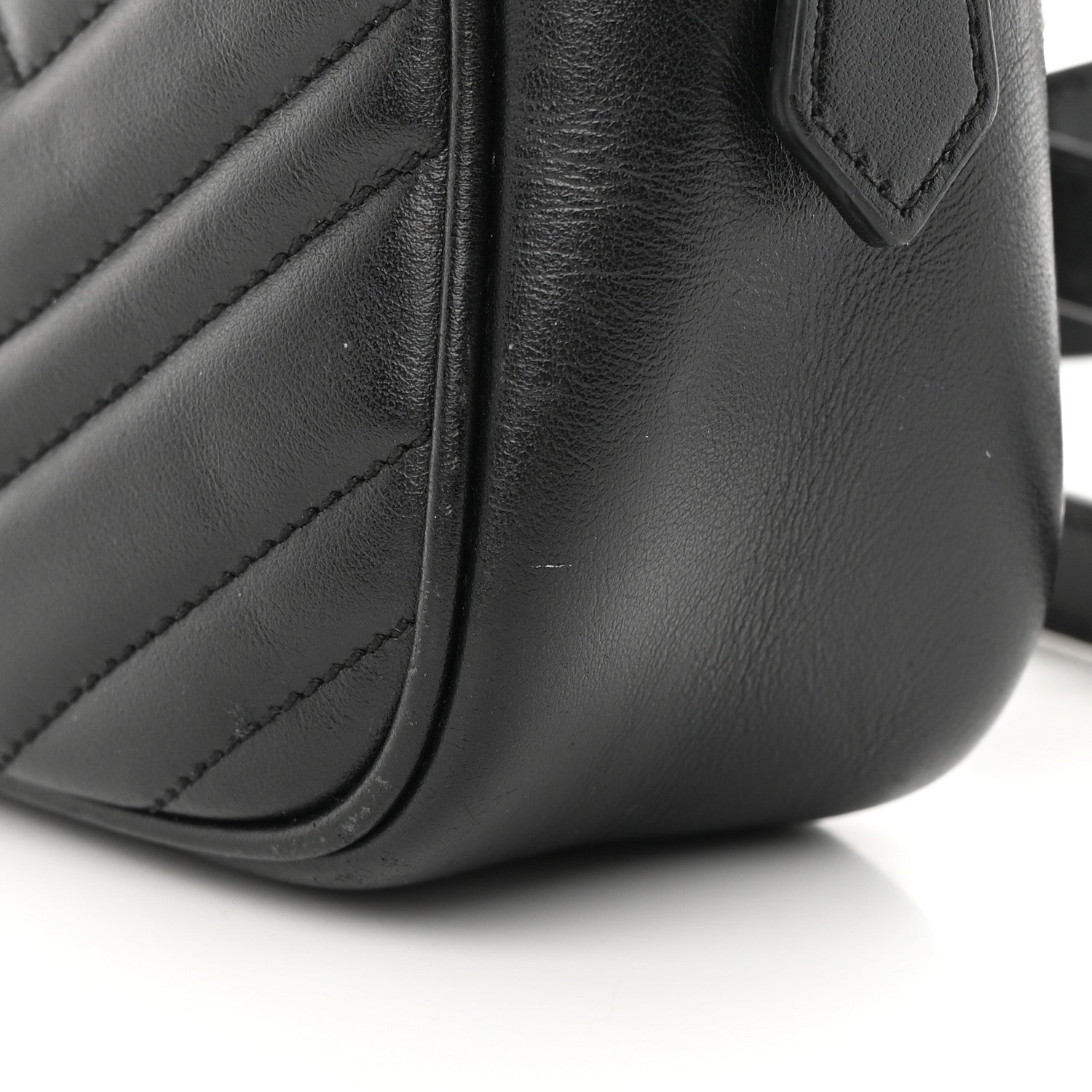 Gucci Calfskin Matelasse Small GG Marmont Chain Shoulder Bag Black 14 of 19