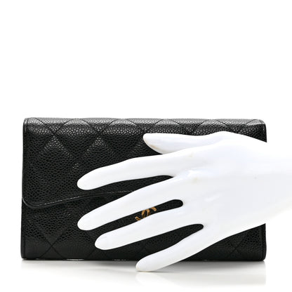 Chanel Caviar Quilted Long Flap Wallet Black 2 of 9