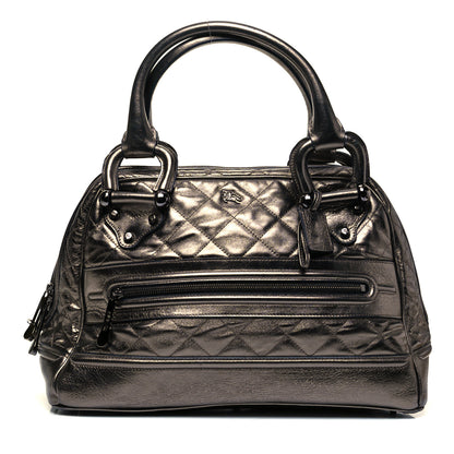 Burberry Metallic Patent House Check Sliced Large Manor Pewter 1 of 9