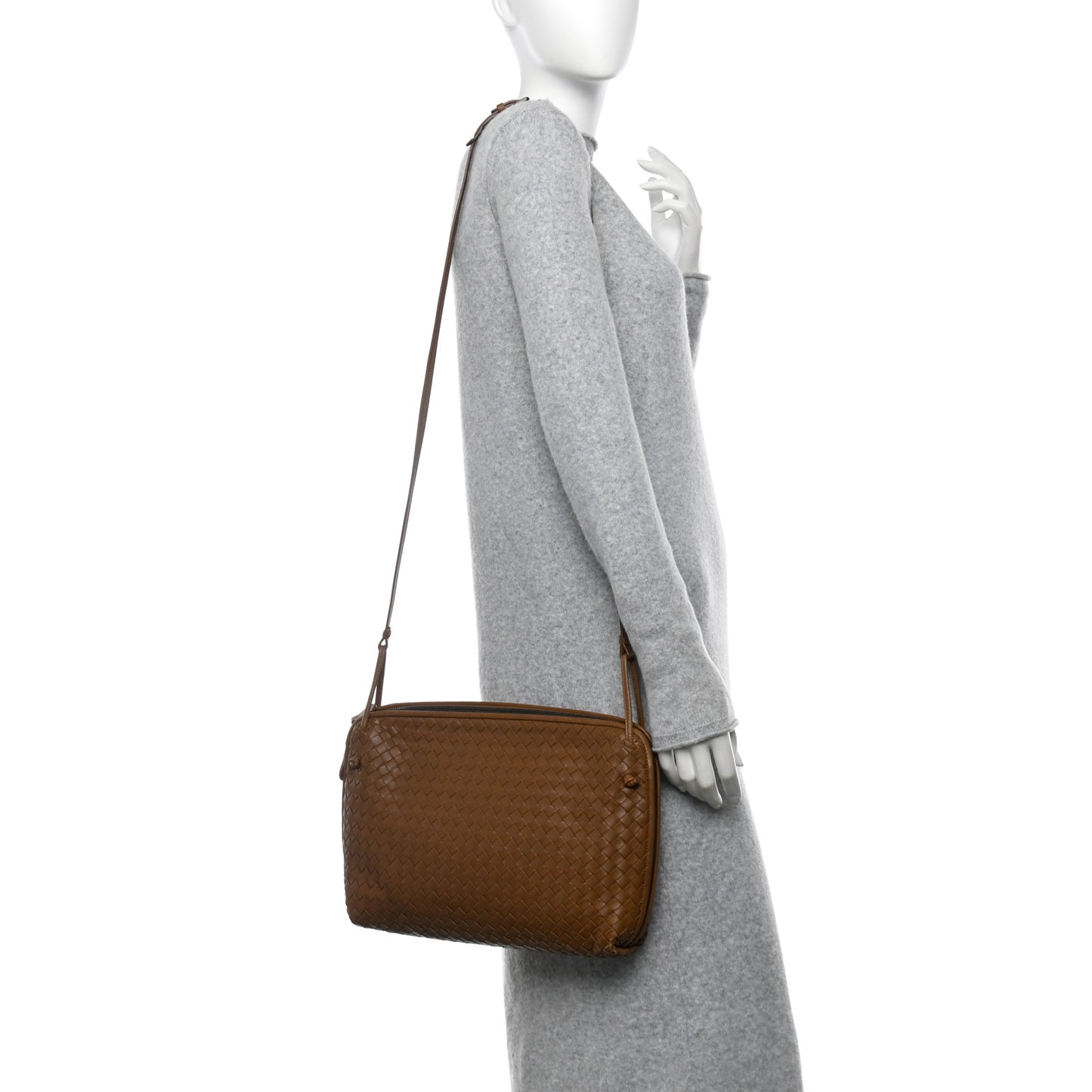 Nappa Intrecciato Nodini Crossbody Messenger Chene