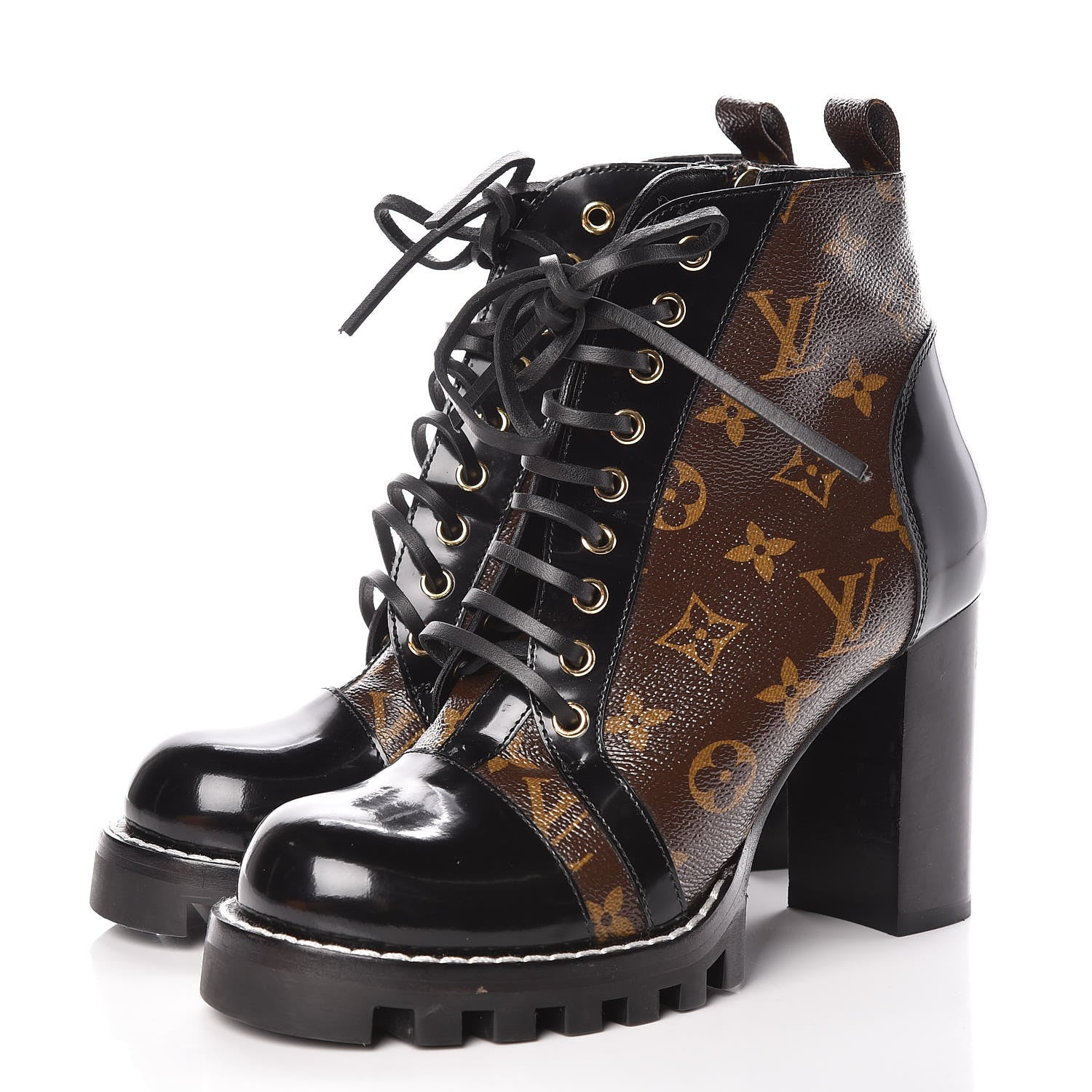 Louis Vuitton Patent Calfskin Monogram Star Trail Ankle Boots 39 Black 3 of 11