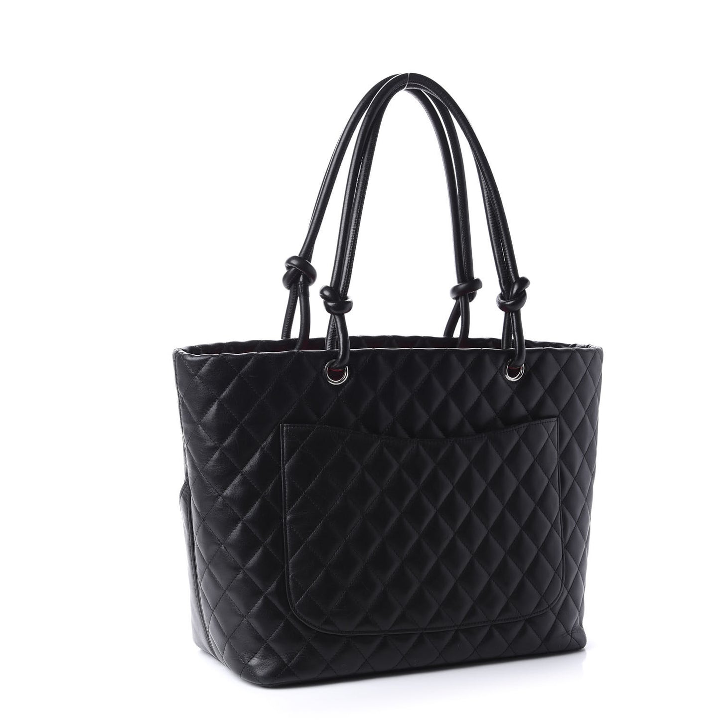 Calfskin Quilted Large Cambon Tote Black White