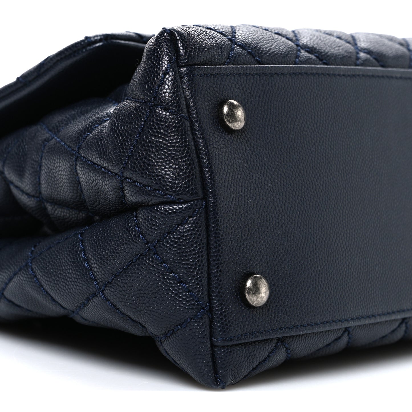Caviar Quilted Small Coco Handle Flap Navy