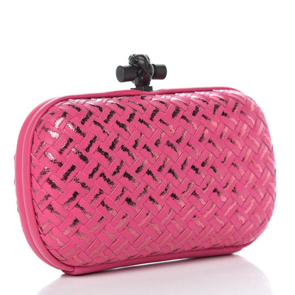 Bottega Veneta Nappa Intrecciato Metallic Placcato Knot Clutch Rose Shock 3 of 13