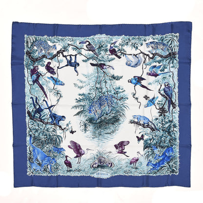 Hermes Silk Wash Equateur 90 Scarf Marine Creme Violet 1 of 5