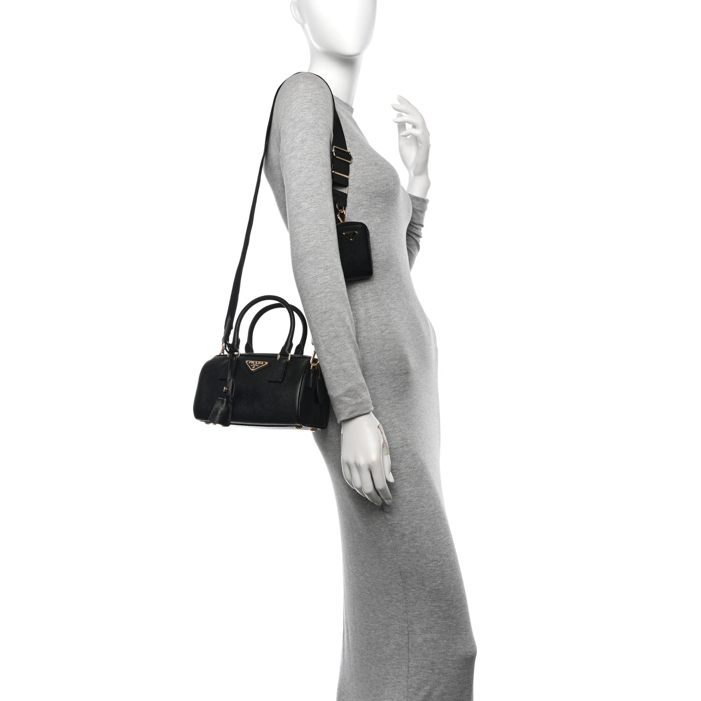 Saffiano Lux Top Handle Crossbody Bag Black