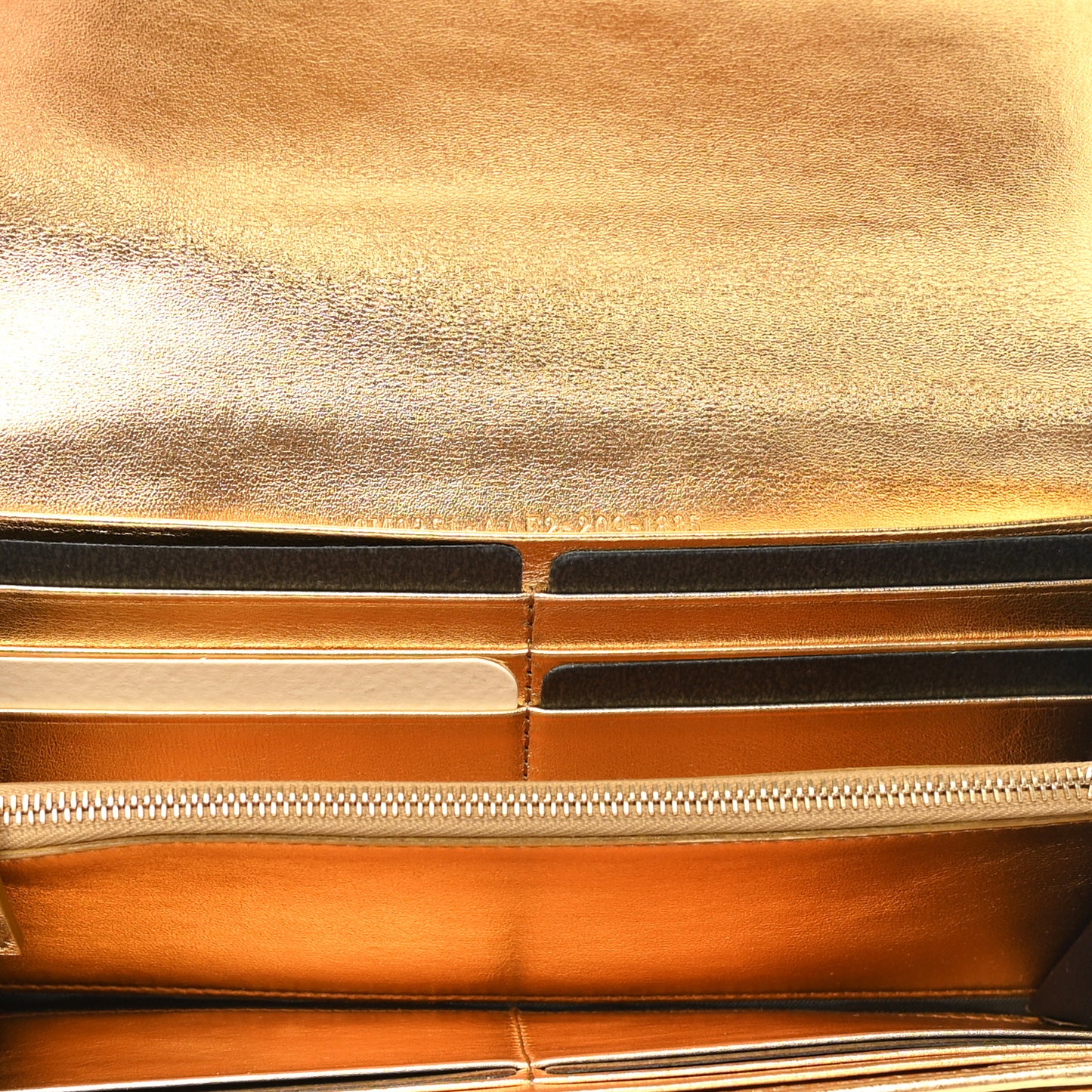 Vitello Catalan Mirror FF 1974 Embossed Continental Wallet Gold