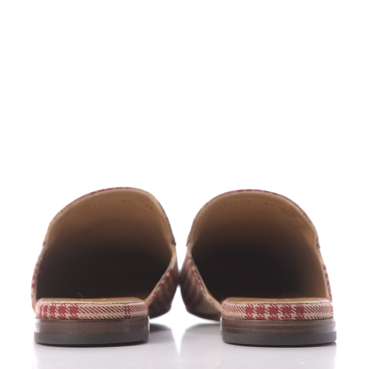 Gucci Canvas Tartan Mens Princetown Slippers 8.5 Camel Red Cuir 7 of 11