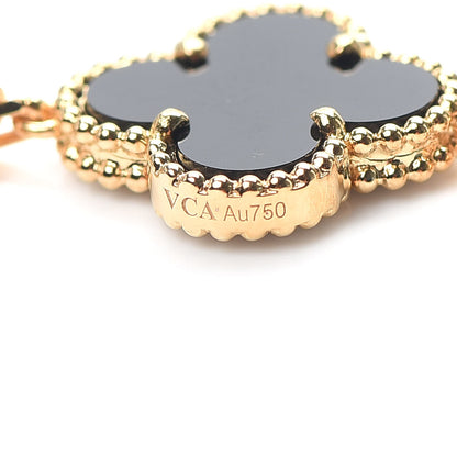 Van Cleef & Arpels 18K Yellow Gold Black Onyx 5 Motifs Vintage Alhambra Bracelet 5 of 6