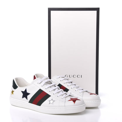 Gucci Calfskin Ayers Web Star Embroidered Mens Ace Sneakers 11 White Multi 10 of 11