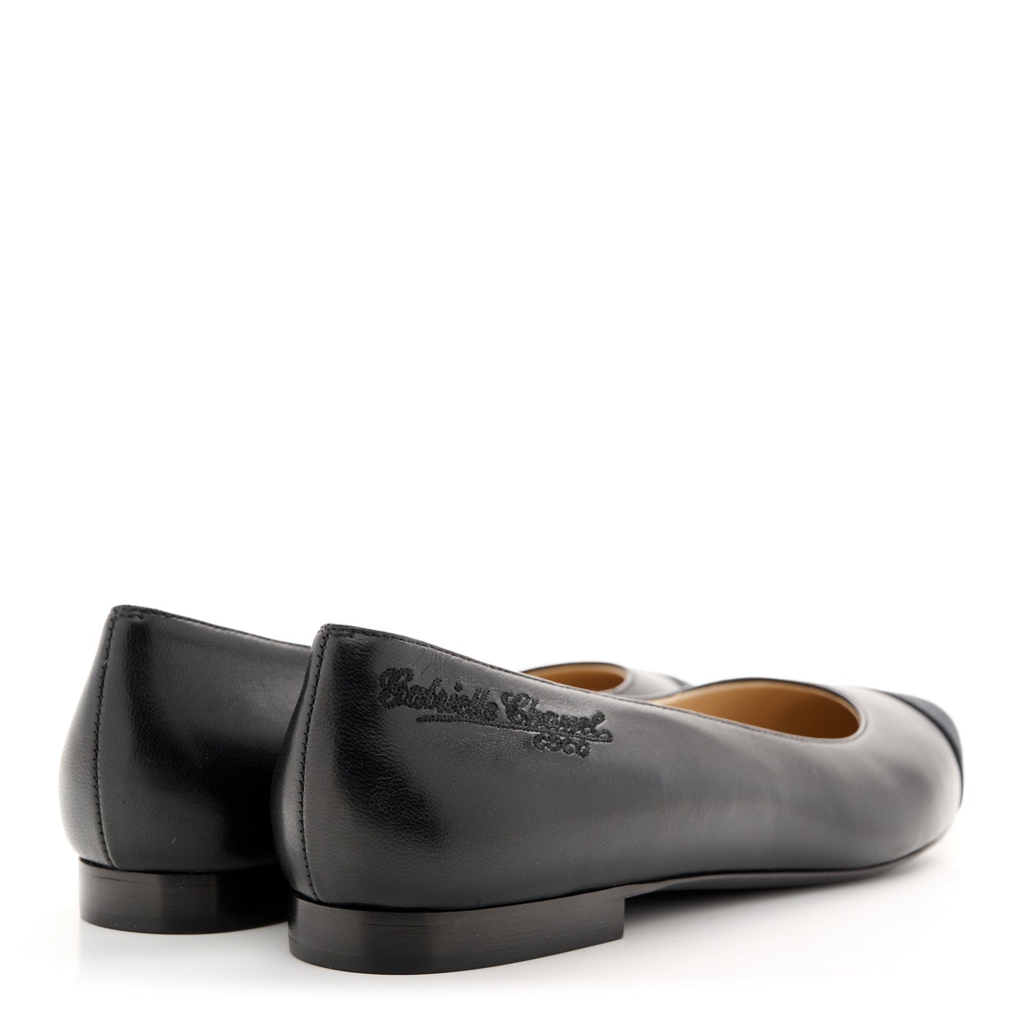 Lambskin Pointed Toe CC Gabrielle Ballerina Flats 37.5 Black