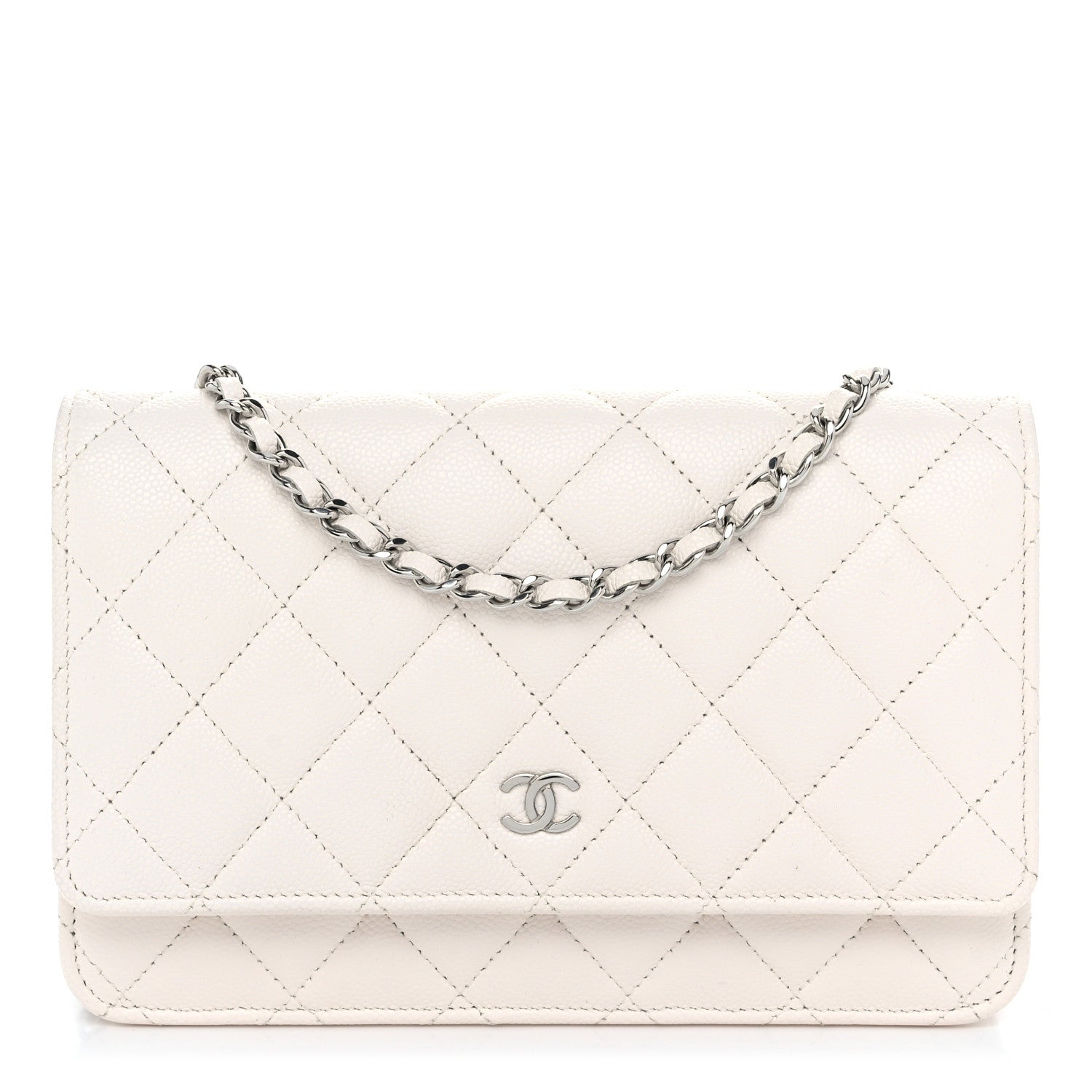 Chanel Caviar Quilted Wallet on Chain WOC White 1 of 12
