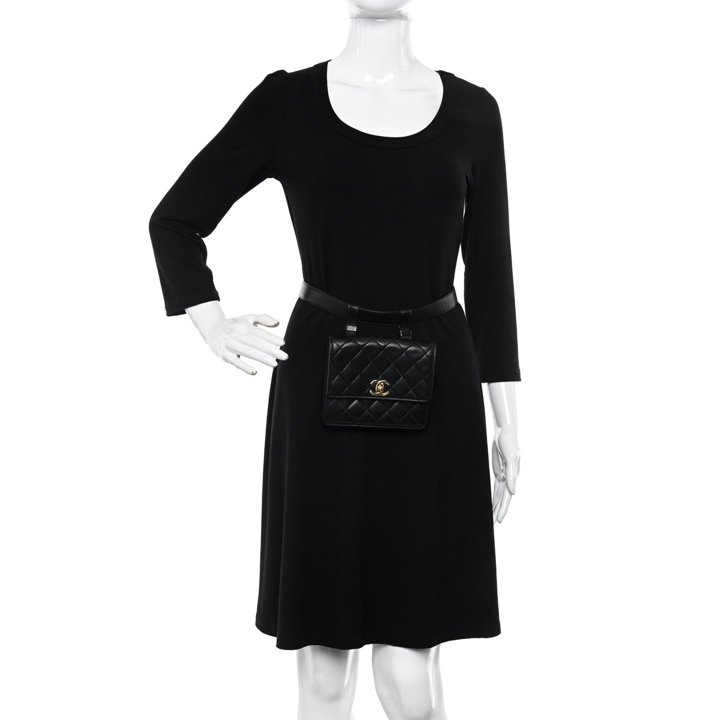 Lambskin Quilted Flap Waist Belt Bag 75 30 Black