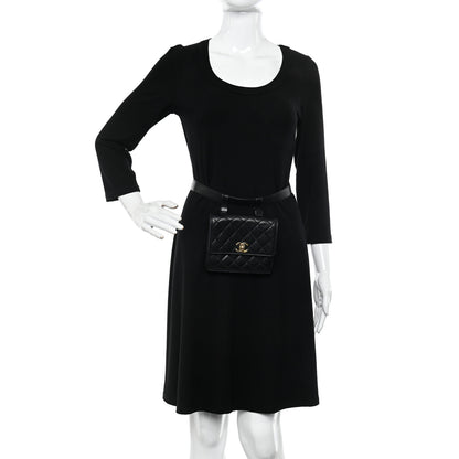 Chanel Lambskin Quilted Flap Waist Belt Bag 75 30 Black 2 of 15