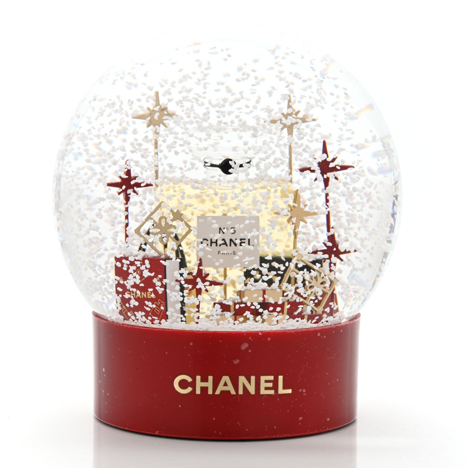 Chanel Glass N°5 Perfume Bottle Snow Globe Red 2 of 6