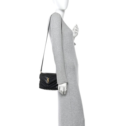 Saint Laurent Calfskin Y Quilted Monogram Toy Loulou Crossbody Bag Black 2 of 11