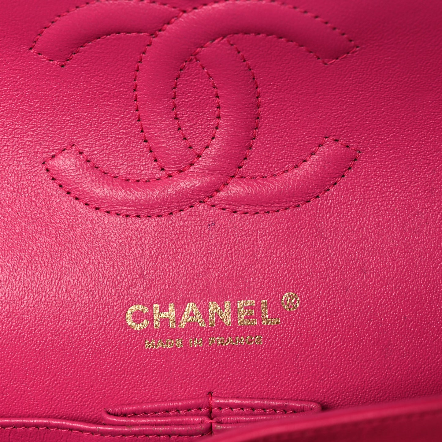 Lambskin Quilted Medium Double Flap Dark Pink