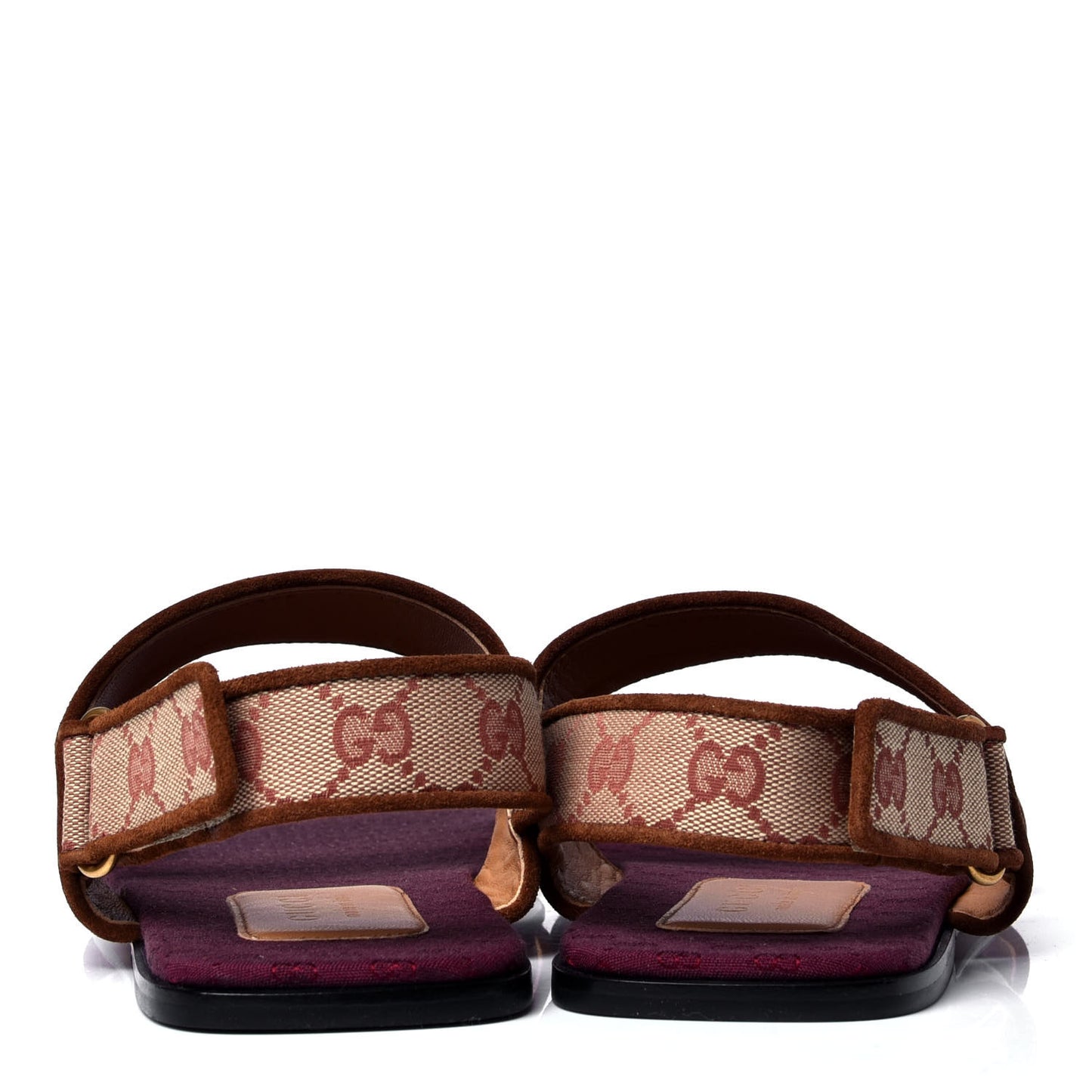 Canvas GG Monogram Mens Slingback Flat Sandals 9 Beige Ruggine Cuir