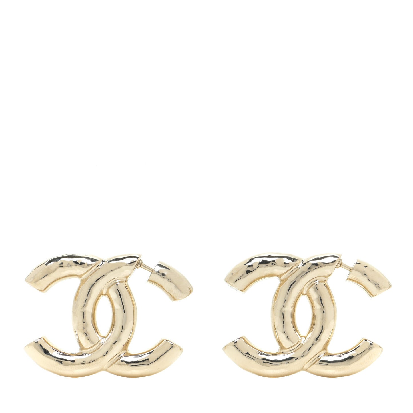 Metal Large CC Earrings Light Gold