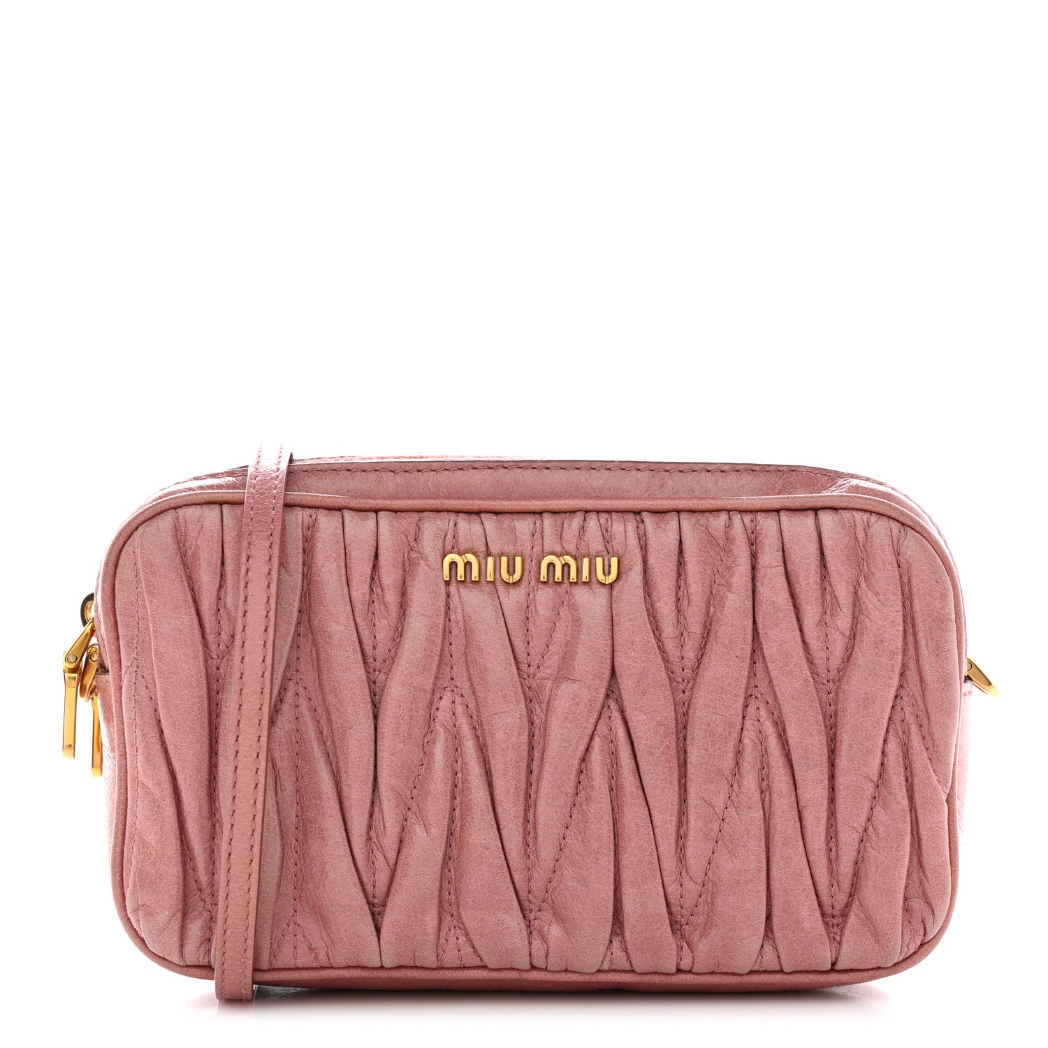 Miu Miu Vitello Lux Matelasse Double Zip Shoulder Bag Loto 1 of 10