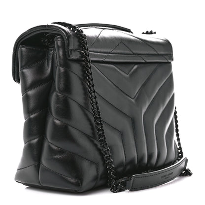 Saint Laurent Calfskin Y Quilted Monogram Monochrome Small Loulou Chain Satchel Black 3 of 12