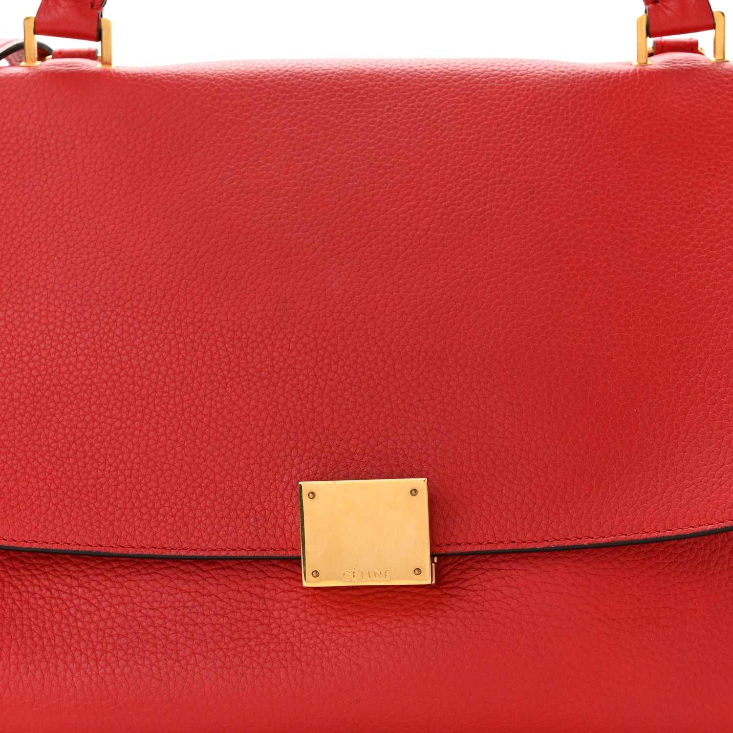 Celine Drummed Calfskin Suede Medium Trapeze Coquelicot 7 of 9