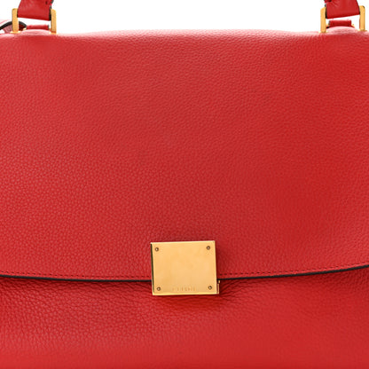 Celine Drummed Calfskin Suede Medium Trapeze Coquelicot 7 of 9