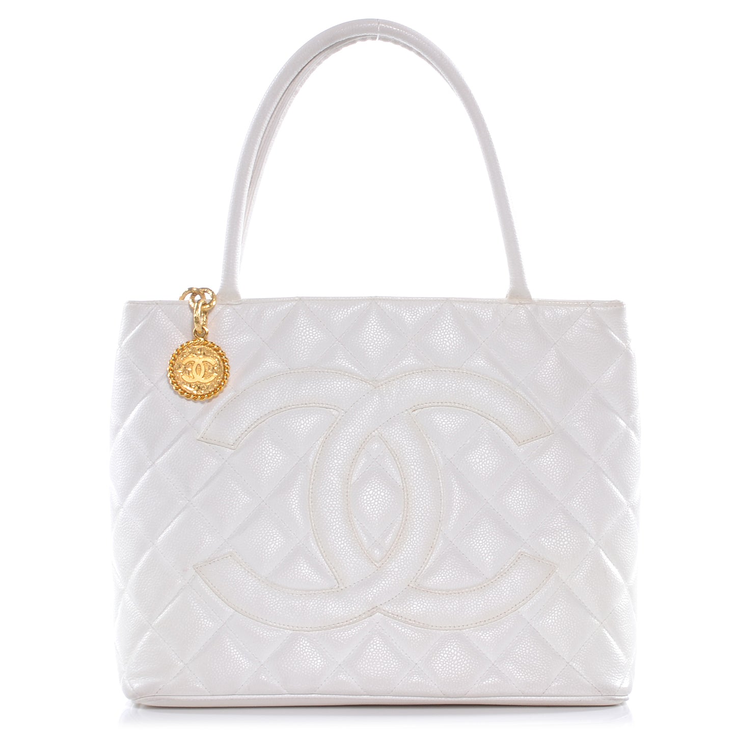 Caviar Medallion Tote White