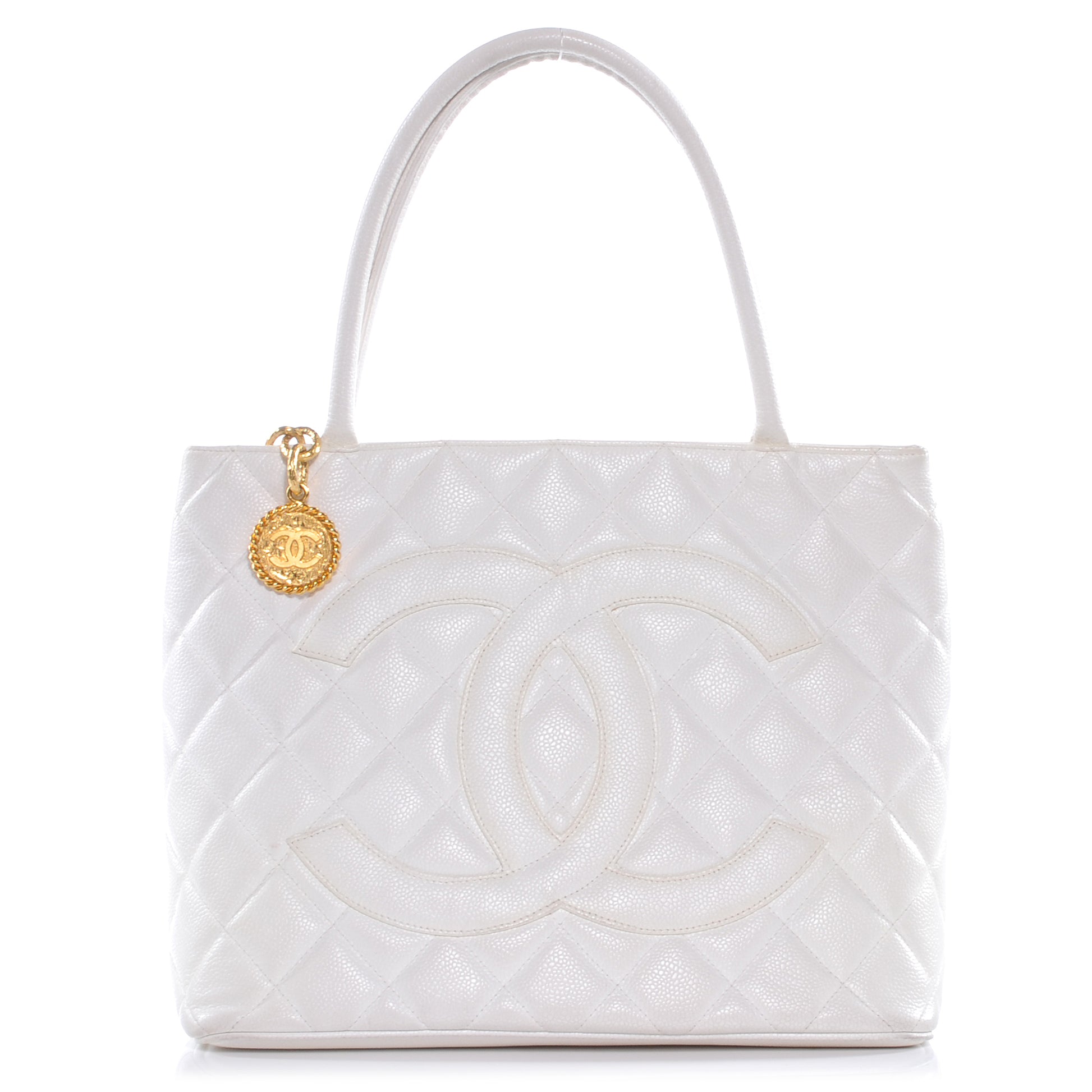 Chanel Caviar Medallion Tote White 1 of 7
