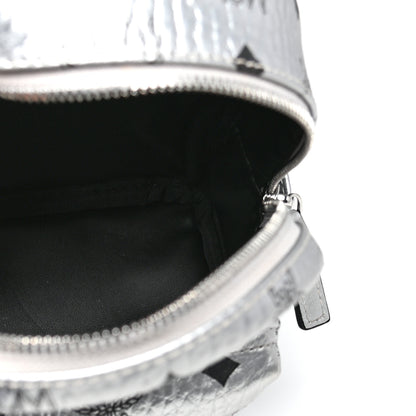 MCM Metallic Visetos Studded X-Mini Bebe Boo Backpack Silver 5 of 9