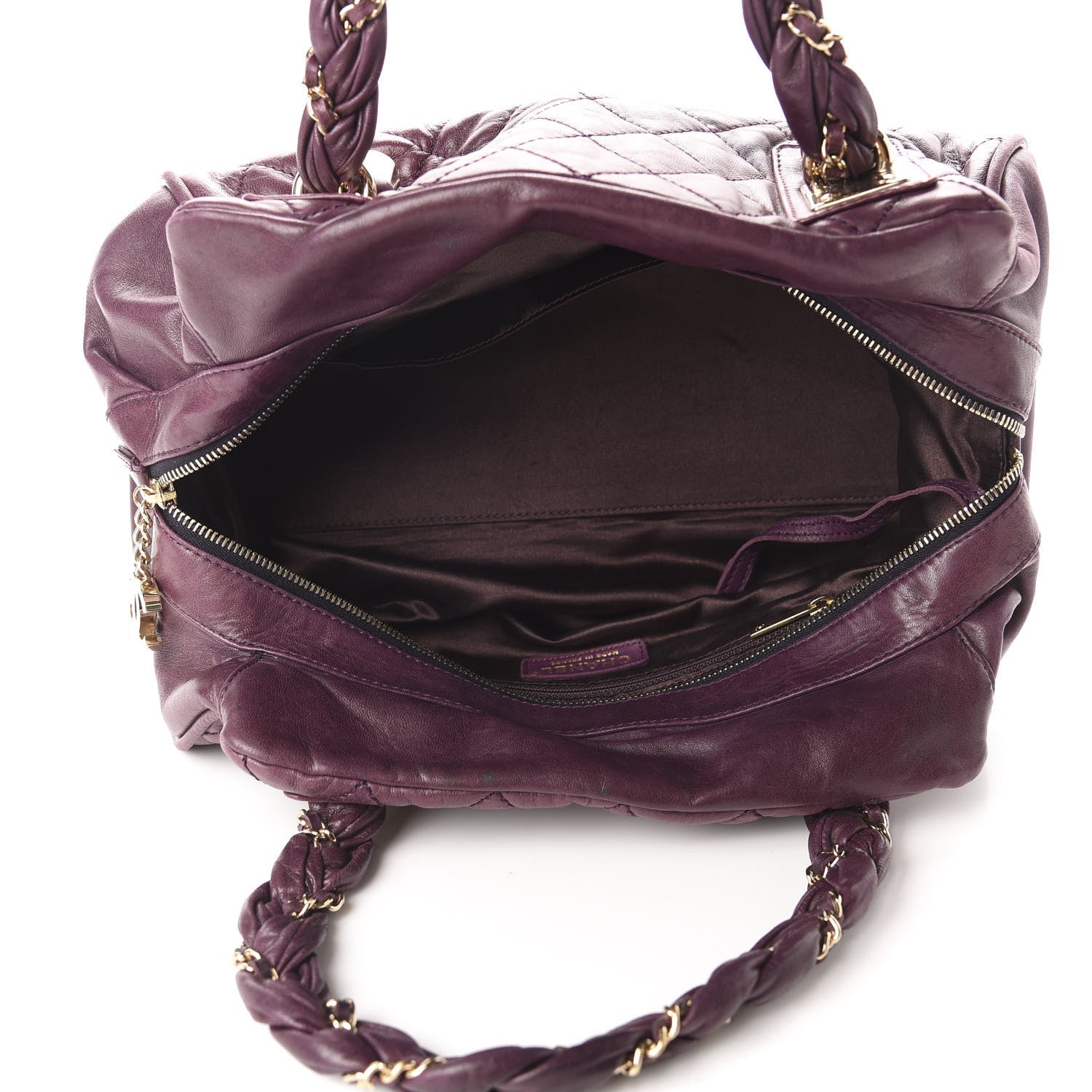 Chanel Distressed Lambskin Lady Braid Bowler Purple 5 of 13