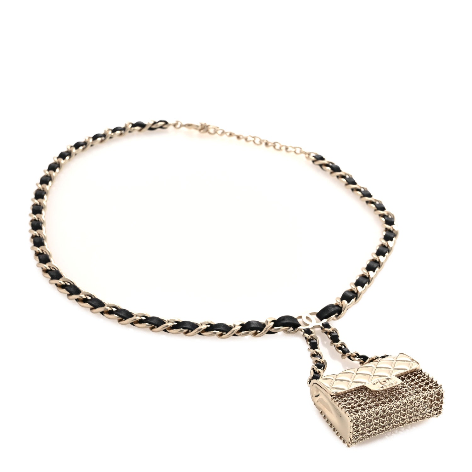 Chanel Lambskin Chain CC Flap Bag Belt 75 Black Gold 1 of 6
