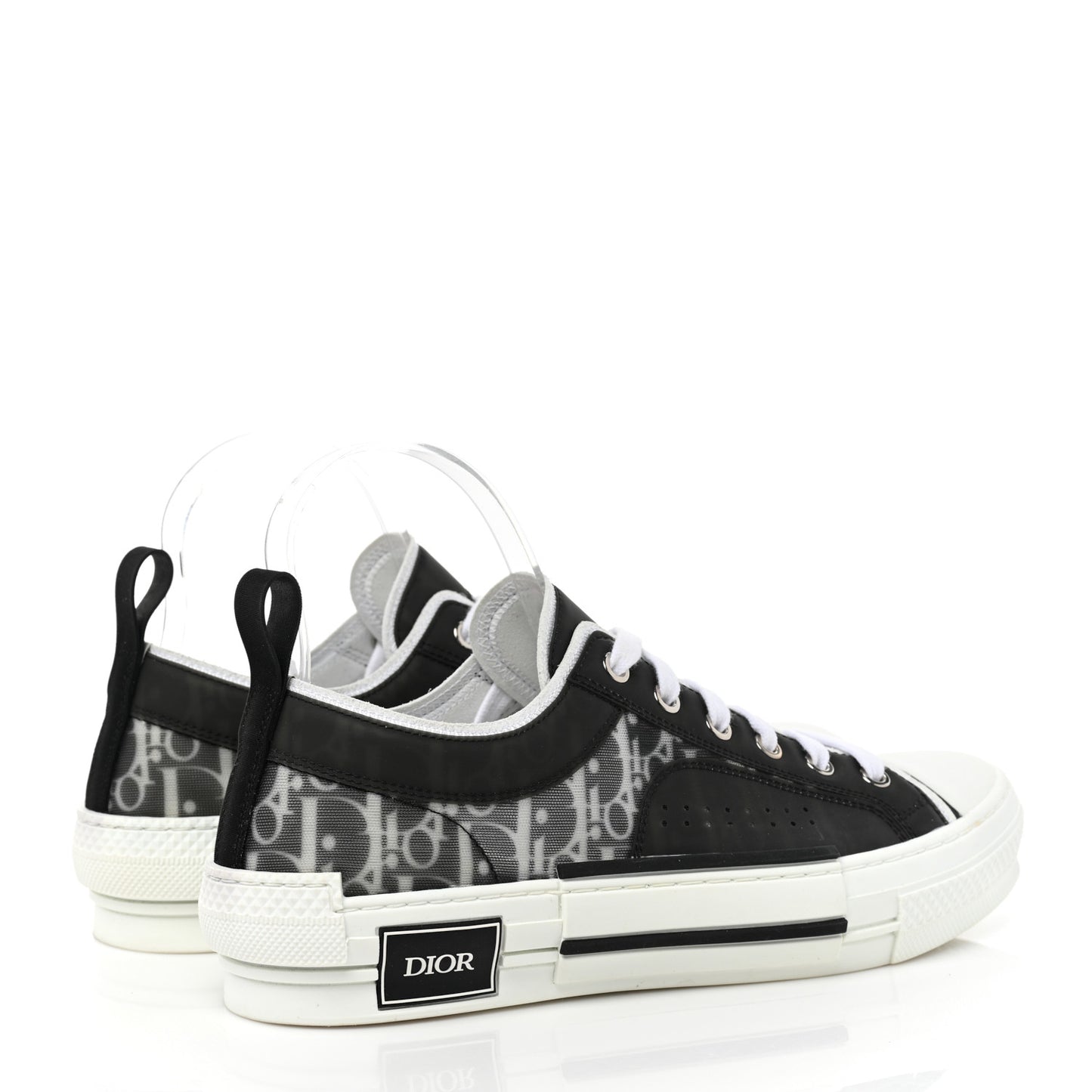 Technical Canvas Mesh Oblique Printed Mens B23 Low Top Sneakers 40 Black White