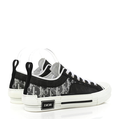 Christian Dior Technical Canvas Mesh Oblique Printed Mens B23 Low Top Sneakers 40 Black White 4 of 10