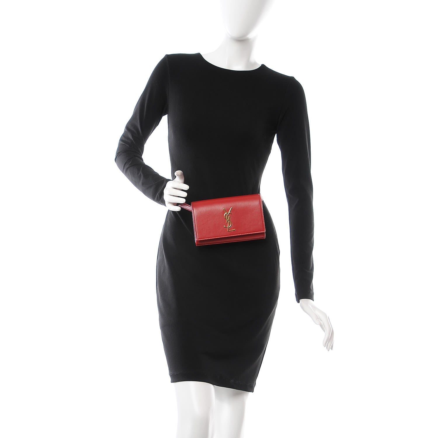 Saint Laurent Smooth Calfskin Monogram Kate Belt Bag Red 2 of 6