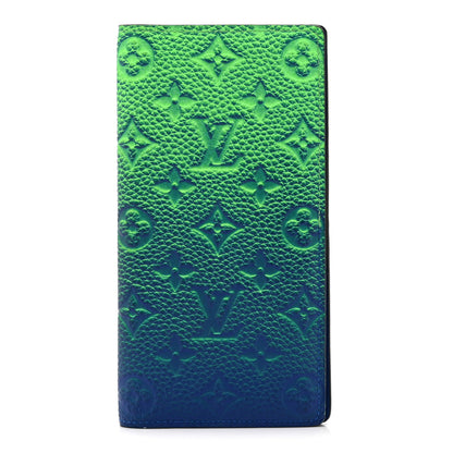 Louis Vuitton Taurillon Illusion Brazza Wallet Bleu Vert 1 of 10